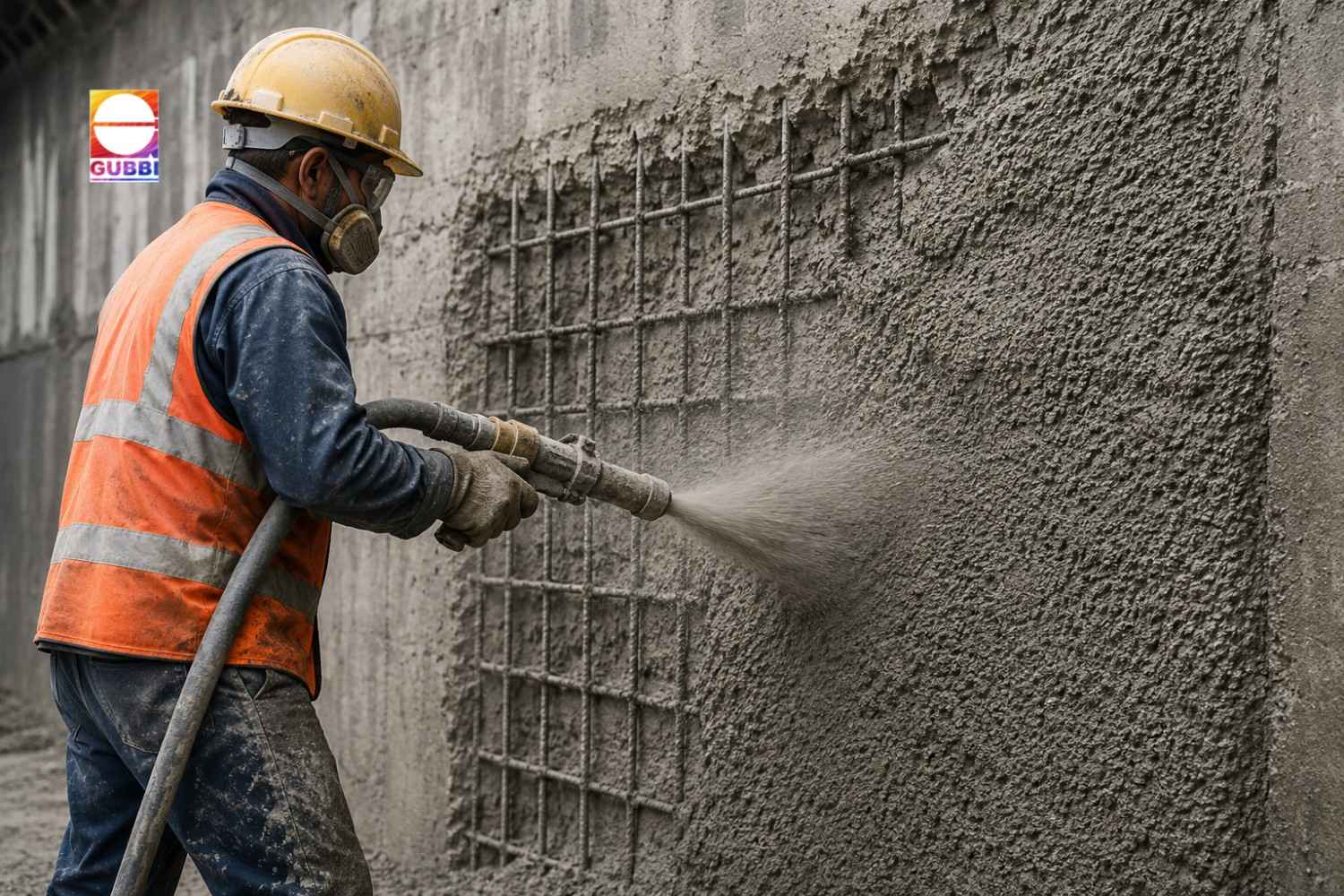 Professional shotcreting services improving structural strength of damaged RCC concrete wall using shotcrete application
