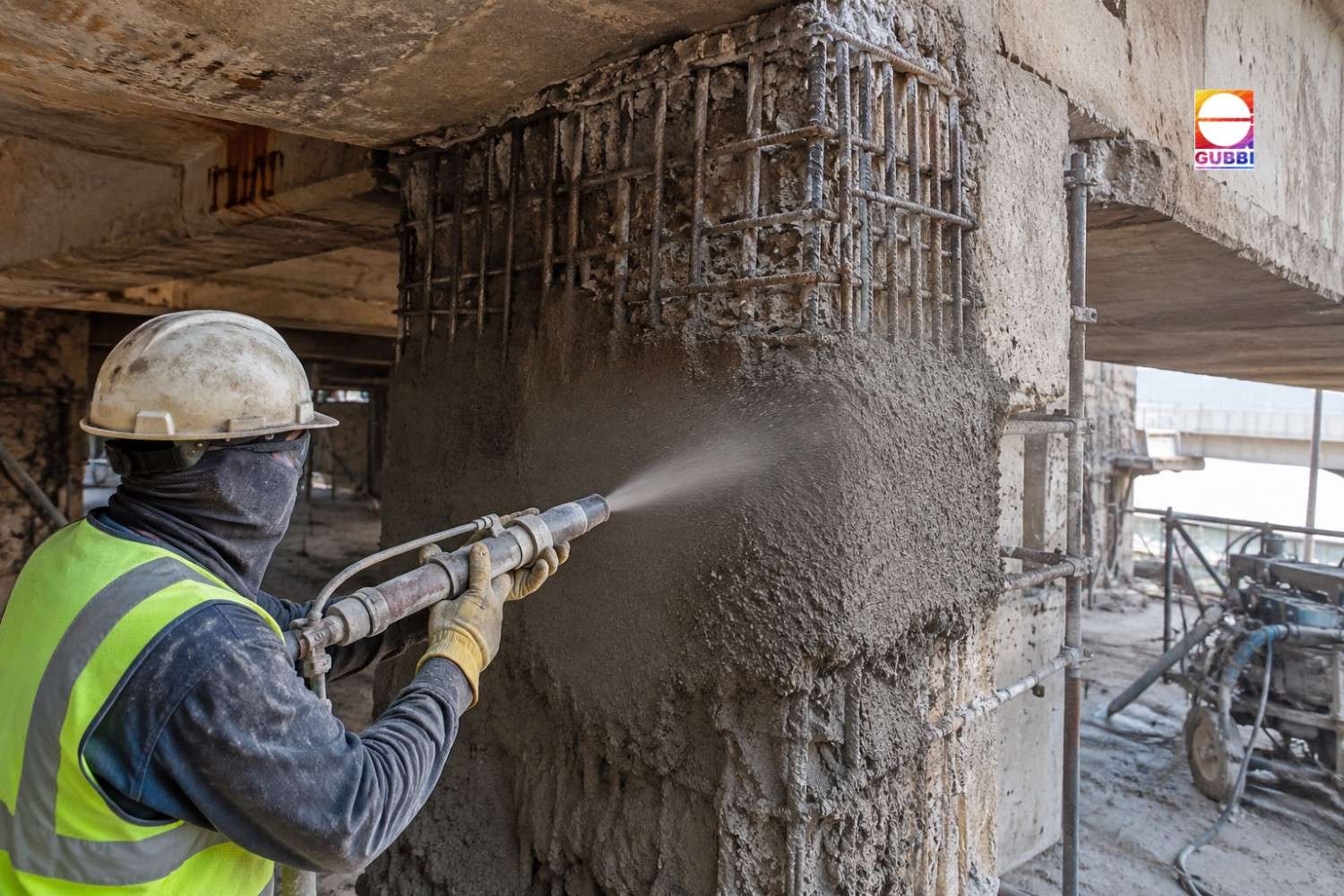 Shotcreting techniques used for structural repair and strengthening of deteriorated reinforced concrete column